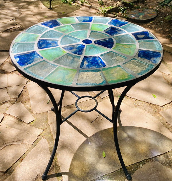 Dalle de Verre table ~ 80cm diameter, 77cm