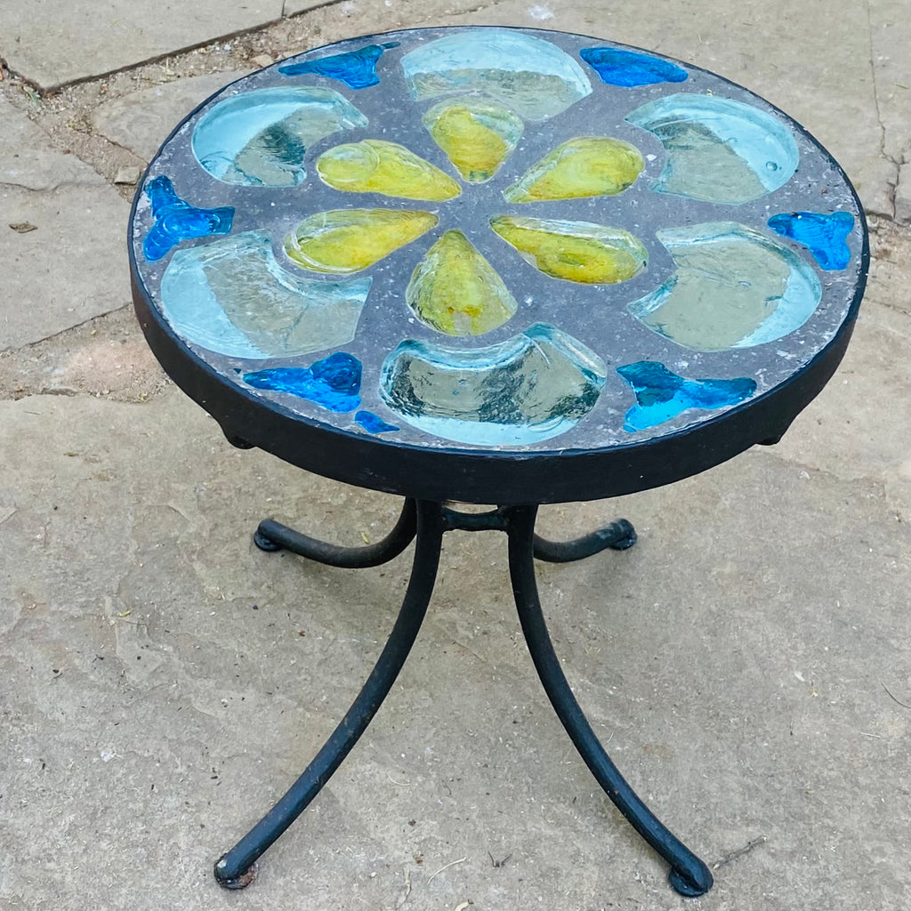 Dalle de Verre stool ~ 30cm diameter, 30cm high