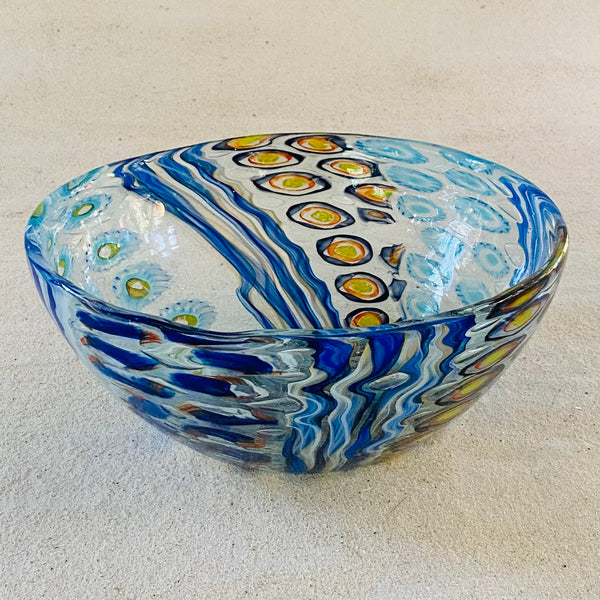 Blown glass - 33cm classic bowl ' Coral garden' murrine