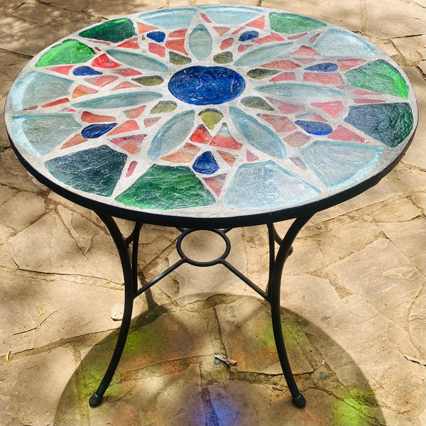 Dalle de Verre table ~ 80cm diameter, 77cm