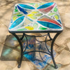 Dalle de Verre side table ~ 40cm square, 48cm high