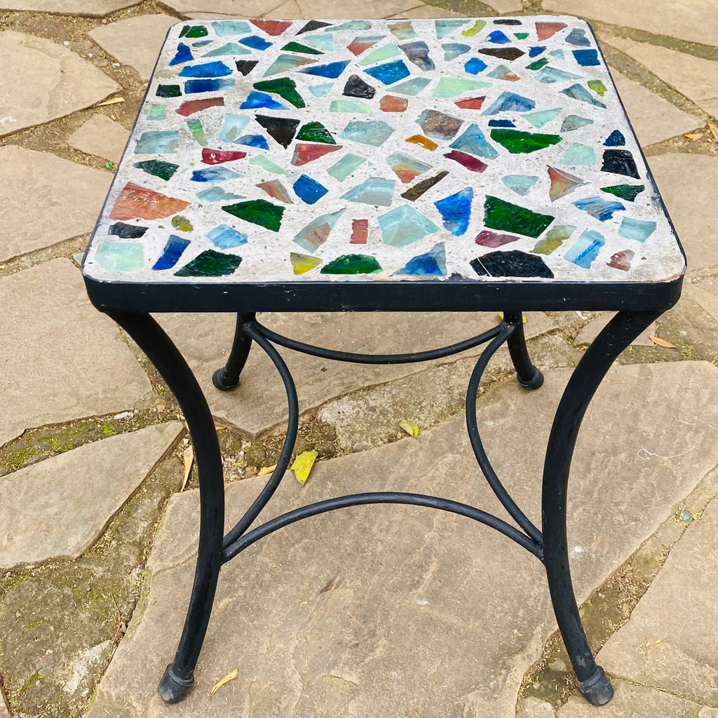 Dalle de Verre side table ~ 40cm square, 48cm high