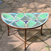 Dalle de Verre table - 'half round' ~ 76cm diameter, 38cm radius, 50cm high