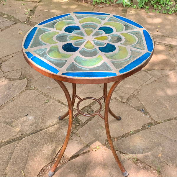 Dalle de Verre table ~ 60cm diameter, 77cm high