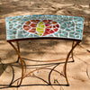 Dalle de Verre table ~ 96 x 48cm curved, 77cm high