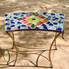 Dalle de Verre table ~ 96 x 48cm curved, 77cm high