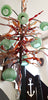 Chandelier 'Kelp Forest' with red leaves & 'fishnet' light cups