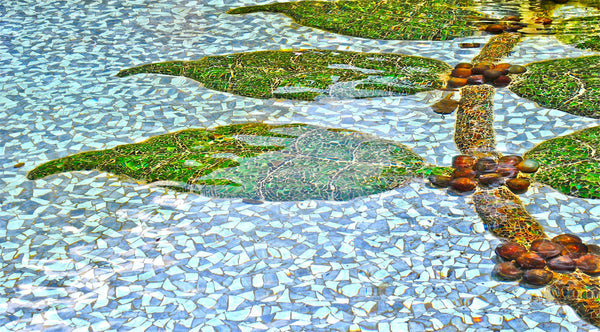 Mosaic 'Coffee Branch' pond art