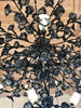 Chandelier 'Pinks' 21 light cups, black flowers