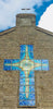 Dalle de Verre for St. Francis Church, Karen - facade cross, window crowns & main entry surround.