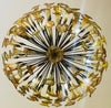 Chandelier 'Gold', bare bulbs, gold flowers, 1.8m