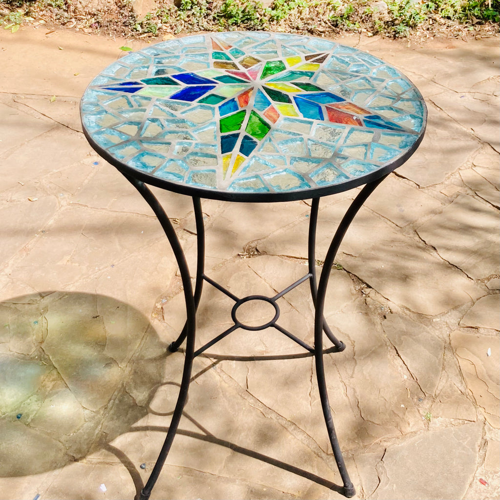 Dalle de Verre bar table ~ 76cm diameter, 106cm high